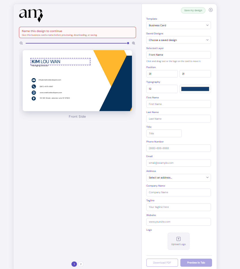 Architect Mini editor field implementation and live controls