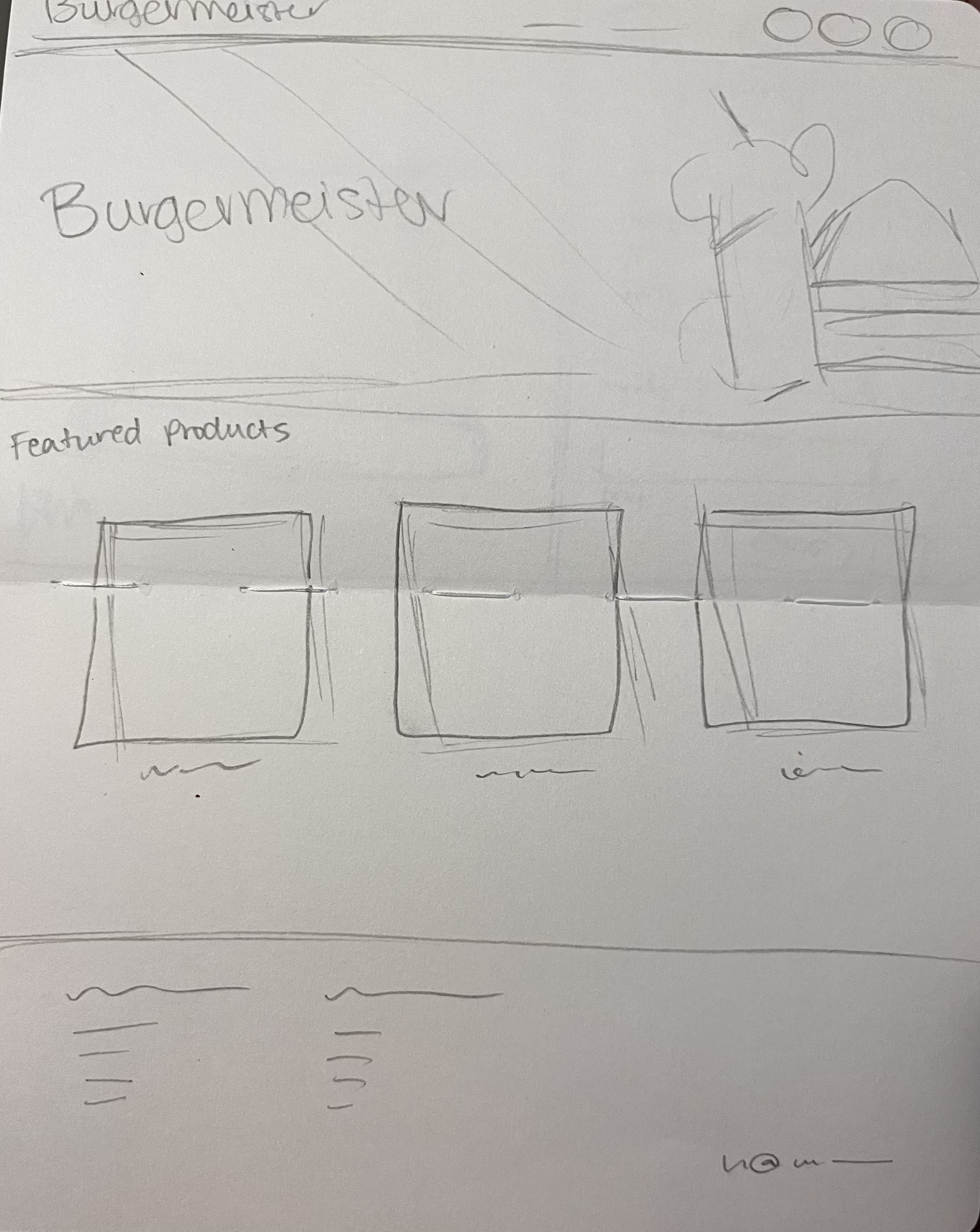 Hand-drawn Burgermeister storefront process sketch