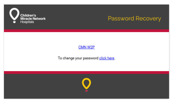 Children's Miracle Network password recovery email template