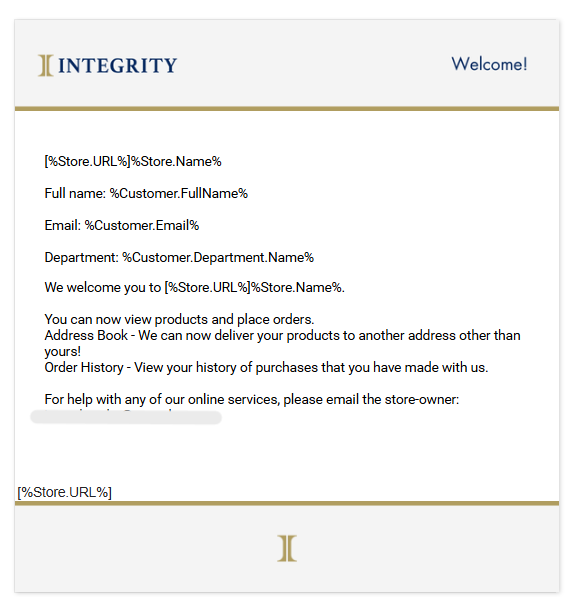 Integrity welcome email template