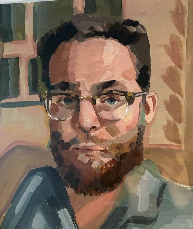 Colorful mixed-media portrait artwork